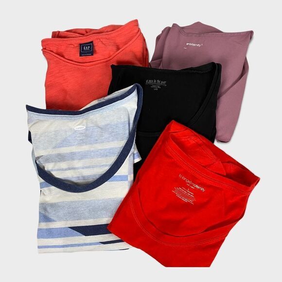 Maternity Tops size Large Short Sleeve Bundle of 5 Shirts - Picture 1 of 11